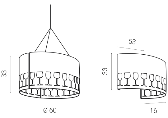 lampada in metallo Goblet: misure