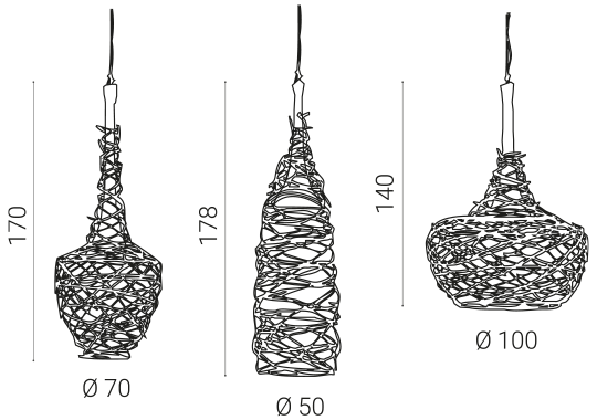Nest misure: lampada in metallo artigianale