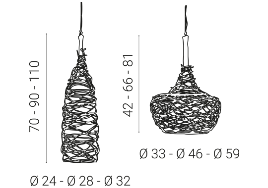 lampada nest midi: misure