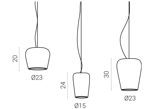 La Lun misure: lampade in ceramica a sospensione