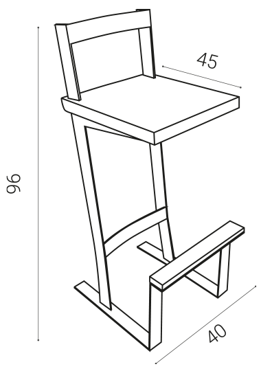 Kaalta - misure: sedia alta in metallo e legno