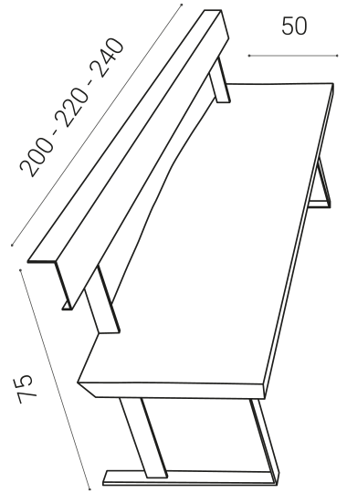 Kalonga - misure: panca in legno e metallo