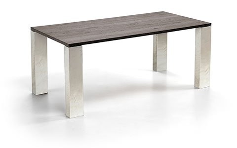 Tavolo Noa di metallo e legno chiaro