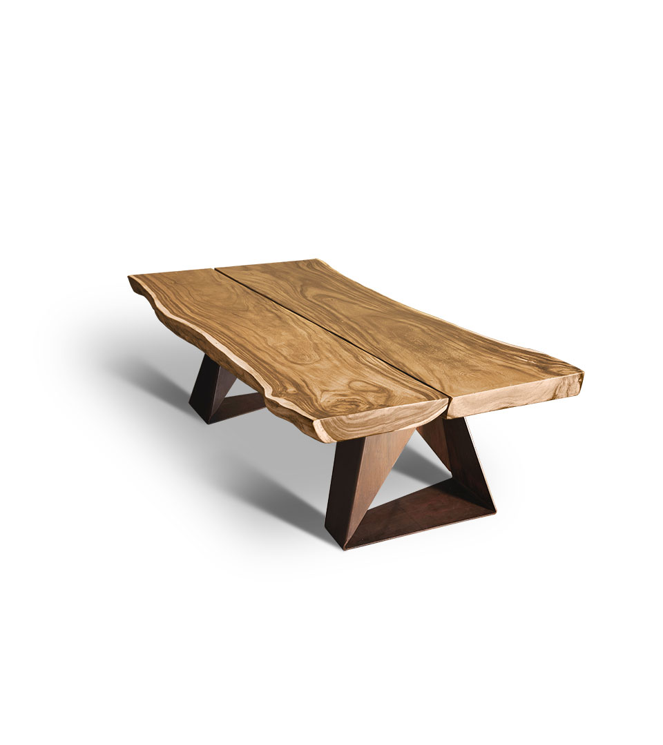 Dasar: tavolo in metallo e legno massiccio